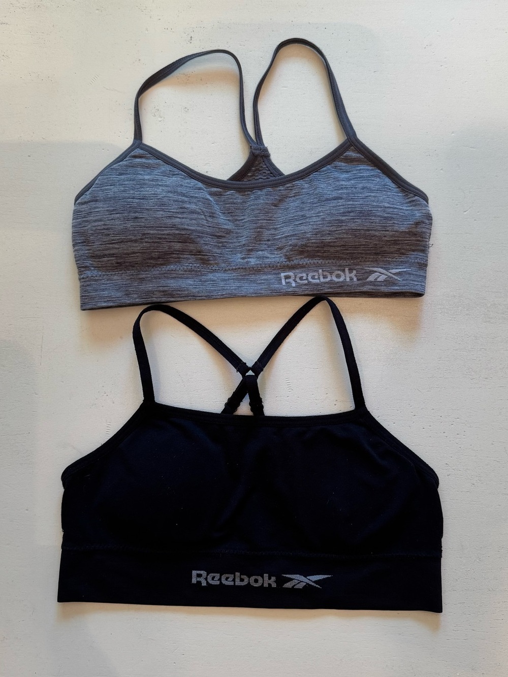 Reebok Seamless Sports Bra Duo in Gray and Black